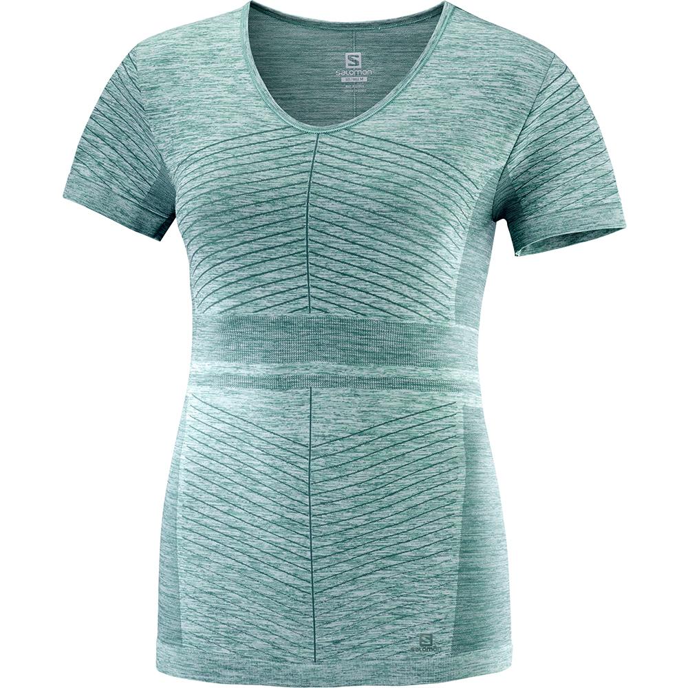 Salomon Israel ELEVATE MOVE'ON SS W - Womens T shirts - Green (NBVT-25360)